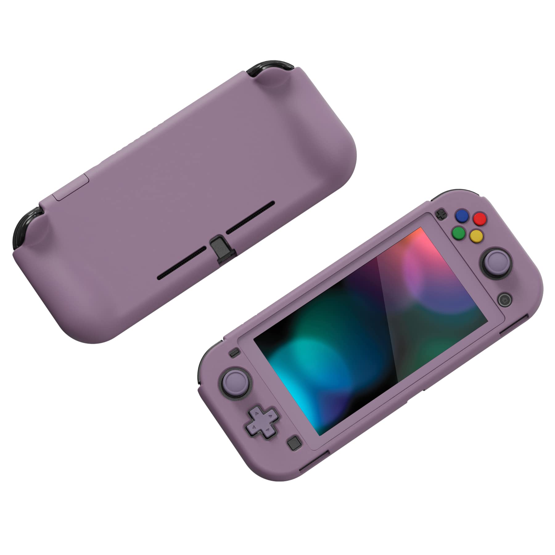 PlayVital ZealProtect Protective Case for Nintendo Switch Lite - Hard Shell Ergonomic Grip Cover with Screen Protector, Thumb Grip Caps & Button Caps (Dark Grayish Violet) | Perfect for Travel, Gaming Sessions & Switch Lite Protection