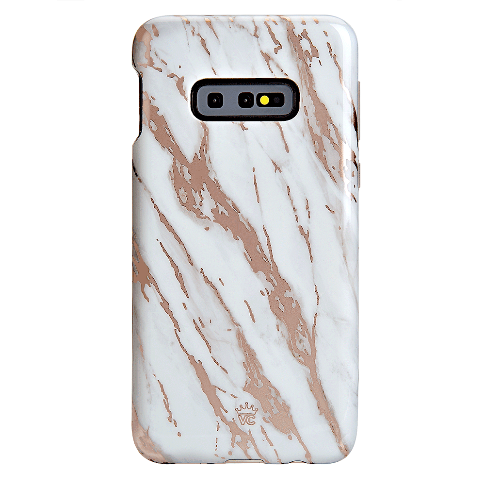 Elegant White Marble Rose Gold Chrome Case for Samsung Galaxy - Perfect for Everyday Use, Travel & Special Occasions