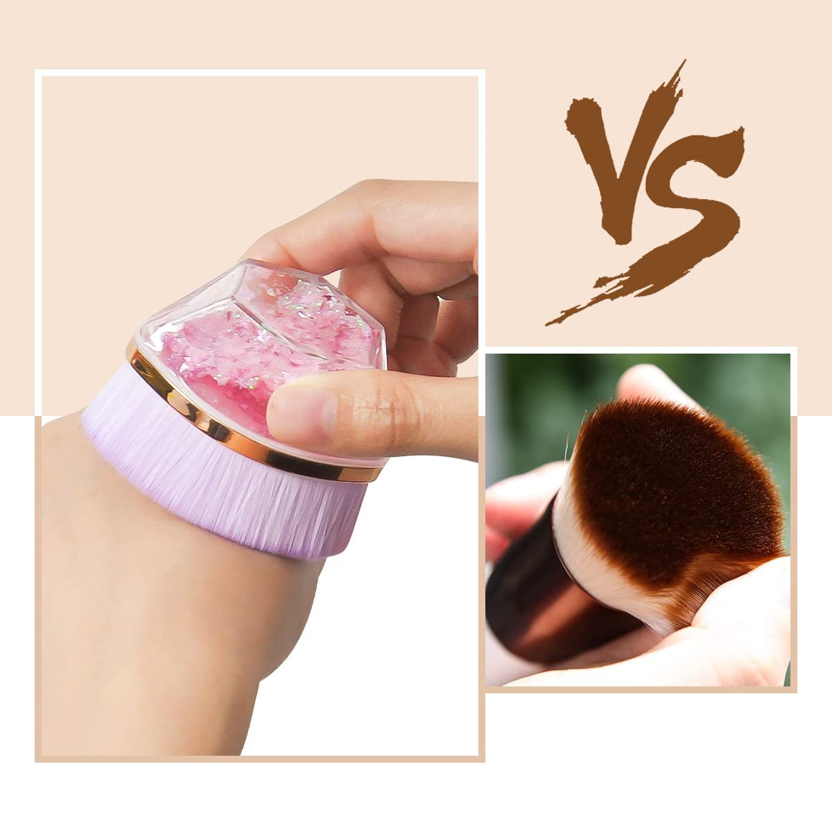 LOBE MIRACLE Professional Foundation Brush for Liquid Makeup - Flat Top Kabuki Face Brush for Flawless Blending of Liquid, Cream & Powder Foundation | Travel-Friendly with Case | Perfect for Everyday Makeup & Professional Use