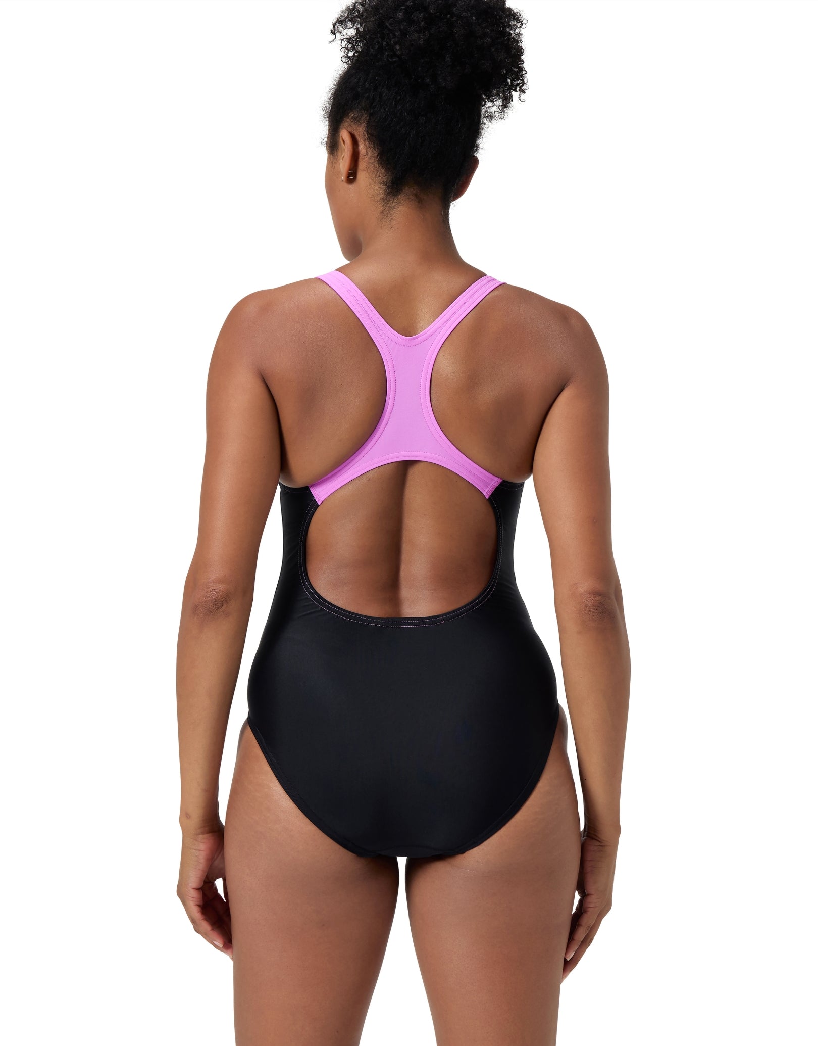 Medley Logo Medalist Swimsuit for Women - Black & Purple Two-Tone Competition Swimwear | Perfect for Pool, Beach & Water Sports