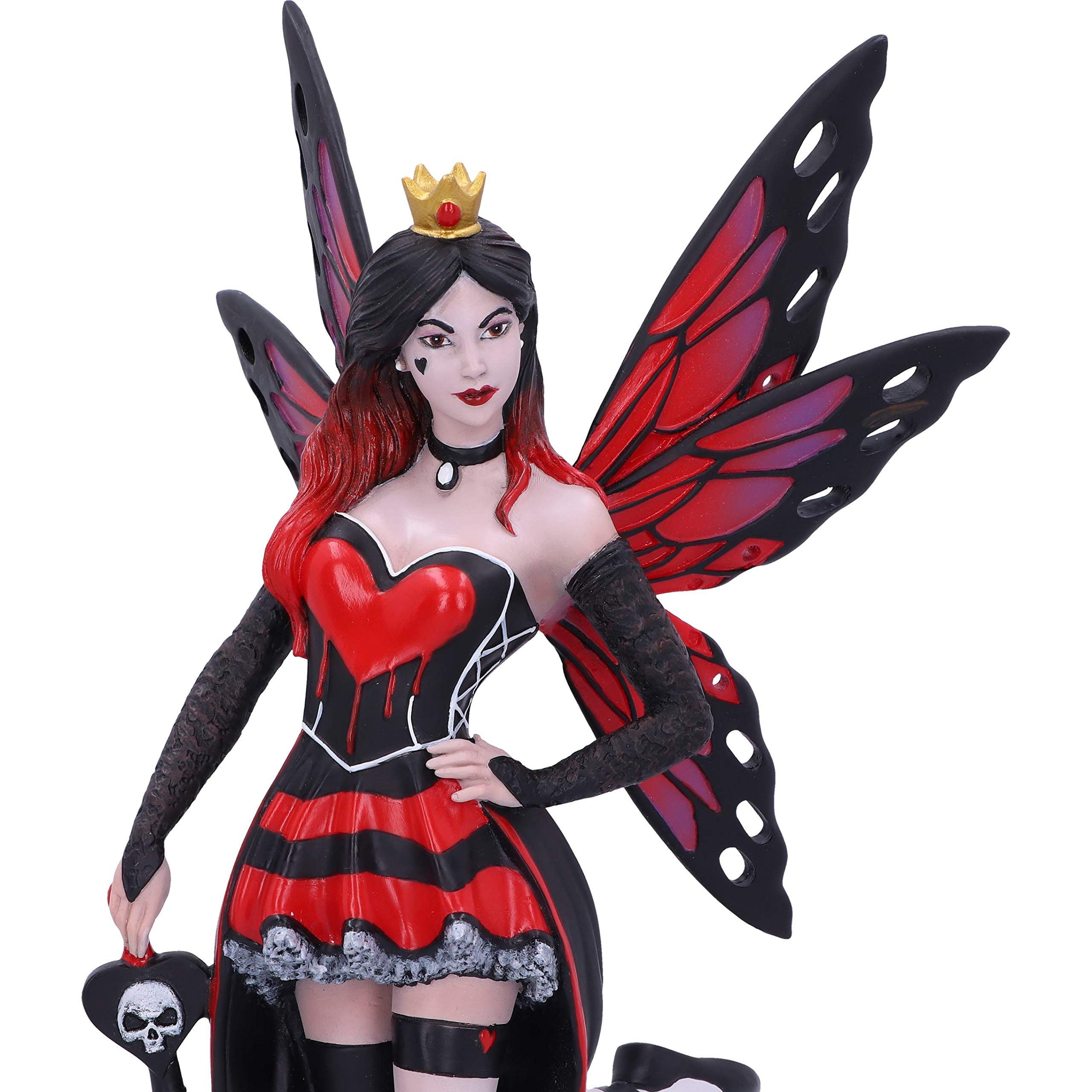 Nemesis Now Alice in Wonderland Queen of Hearts Fairy Figurine - 10.2 Inch Red Card Themed Collectible Statue - Perfect for Home Decor, Gift for Fantasy Lovers & Disney Fans