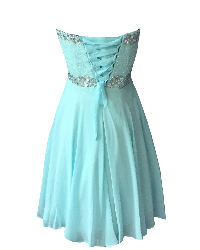 Kivary® Aqua Blue Sweetheart Beading Crystals Short Corset Prom Homecoming Dresses for Women - Elegant Formal Evening Gown for Parties, Dances & Special Occasions