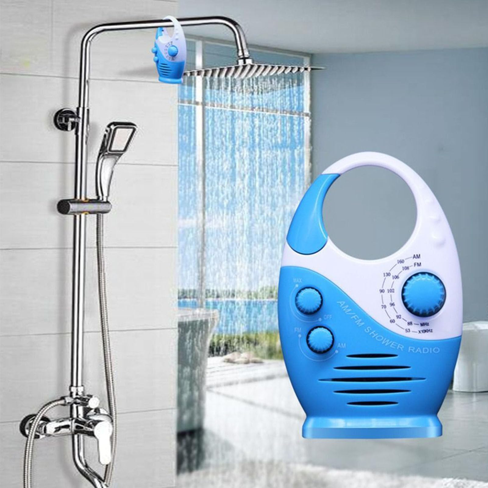 Kasmole Waterproof Outdoor Radio - Portable FM Radio with Bluetooth, Lightweight Mini Speaker for Shower, Bathroom, Beach, Pool & Hot Tub | Perfect for Camping, Hiking & Water Activities