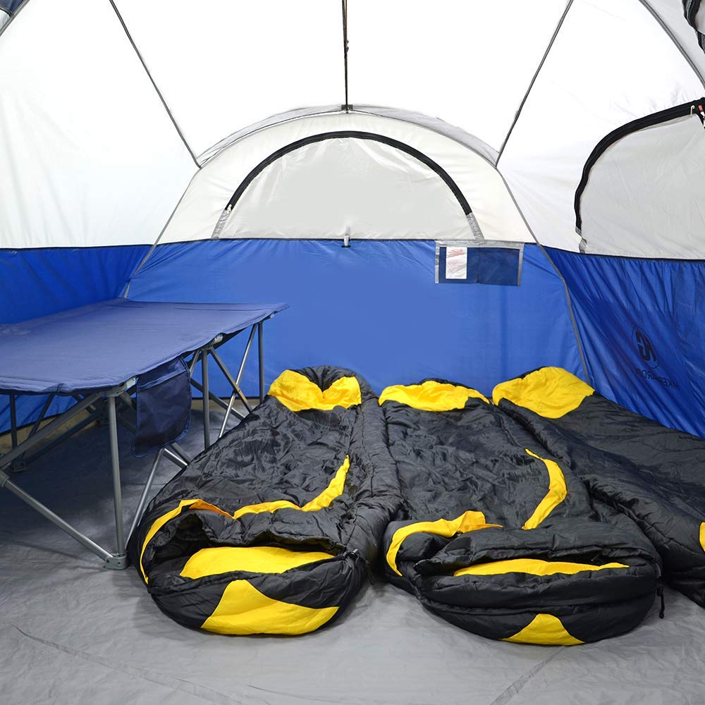 CAMPROS CP Tent 12 Person Camping Tent - 2 Room Family Cabin Tent with 6 Large Mesh Windows | Weather Resistant, Double Layer Design & Room Divider Curtain | Portable with Carry Bag | Perfect for Family Camping, Outdoor Adventures & Backpacking Trips