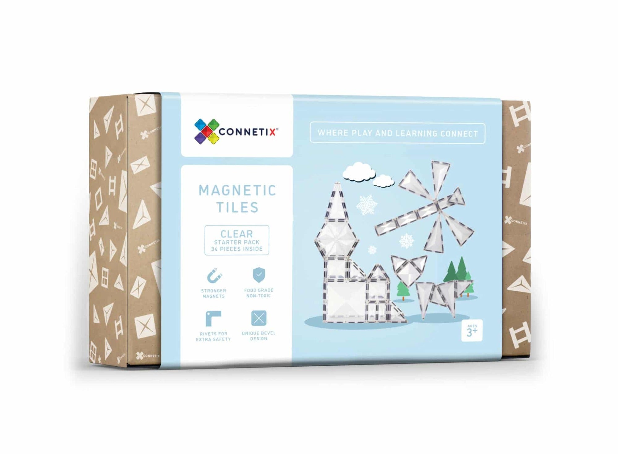 Connetix Magnetic Tiles 34-Piece Clear Starter Set - STEM Educational Building Toys for Kids, Perfect for Classroom & Home Play