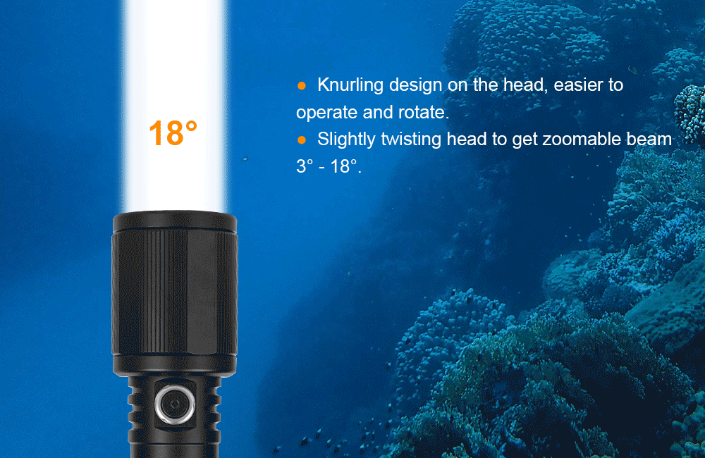 OrcaTorch D720 1300 Lumen Dive Flashlight - 425,000cd, 150m Depth, 1300m Beam Throw - Perfect for Scuba Diving, Night Fishing & Underwater Exploration
