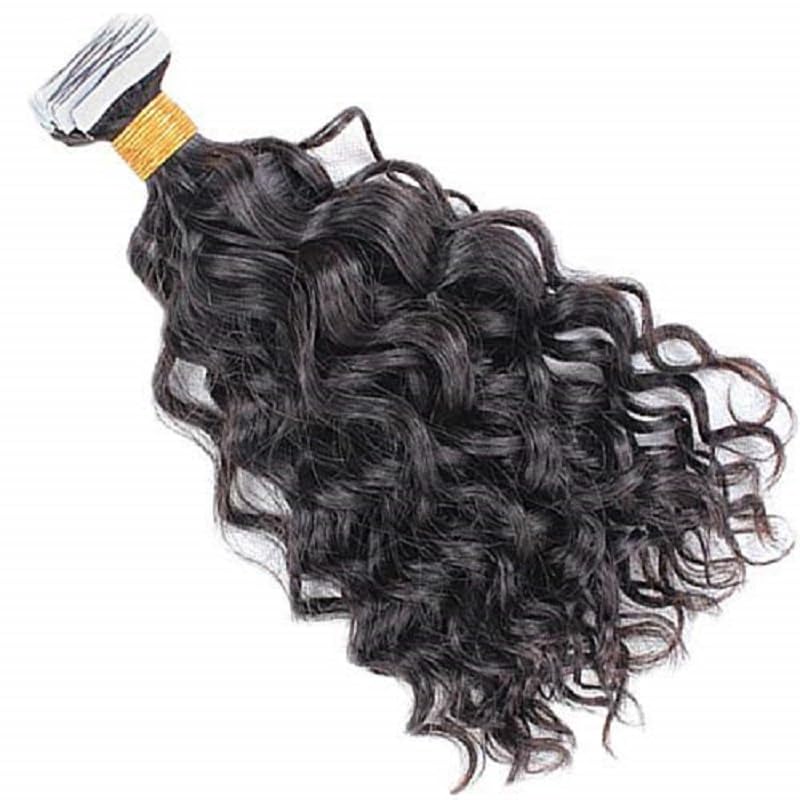 100% Brazilian Human Hair Extensions - Loose Wave Tape in Hair 40pcs (22inch, 1B Natural Black) | Invisible Seamless Skin Weft for Women | Perfect for Parties, Weddings & Daily Styling
