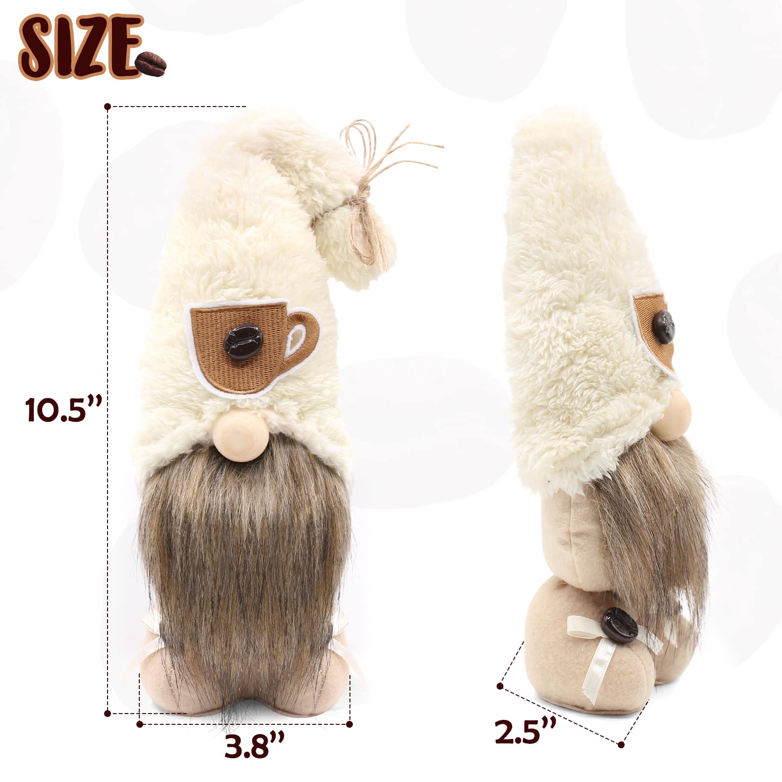 Coffee Gnomes Plush Set of 2 - Scandinavian Tomte Decor for Coffee Bar & Farmhouse