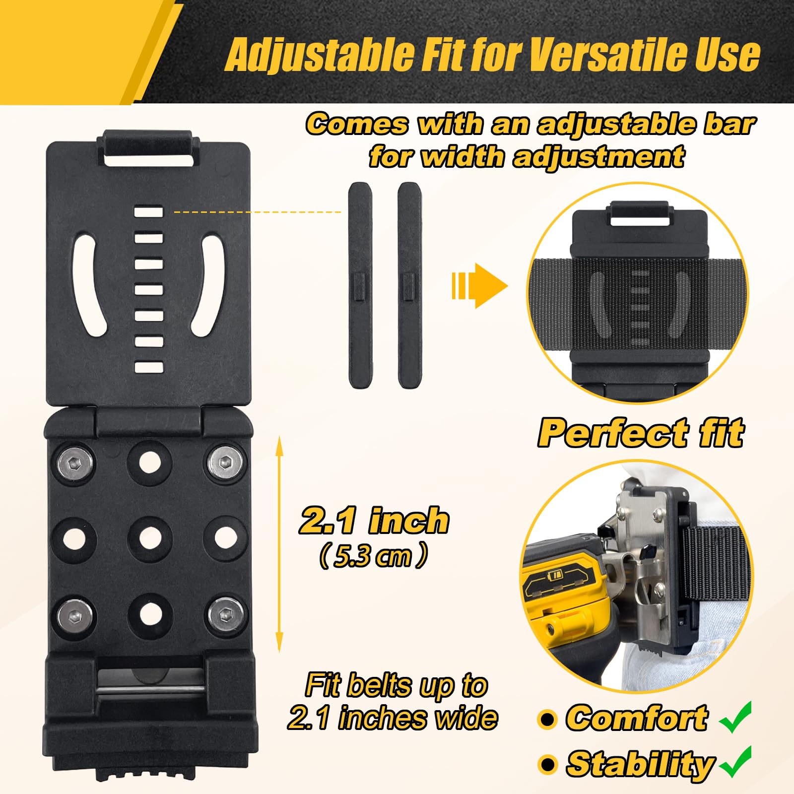 Heavy Duty Drill Holder Belt Clip - Secure Holster for Cordless Drill Driver & Tape Measure - Quick Access Electric Drill Clip Fits Up to 2.1