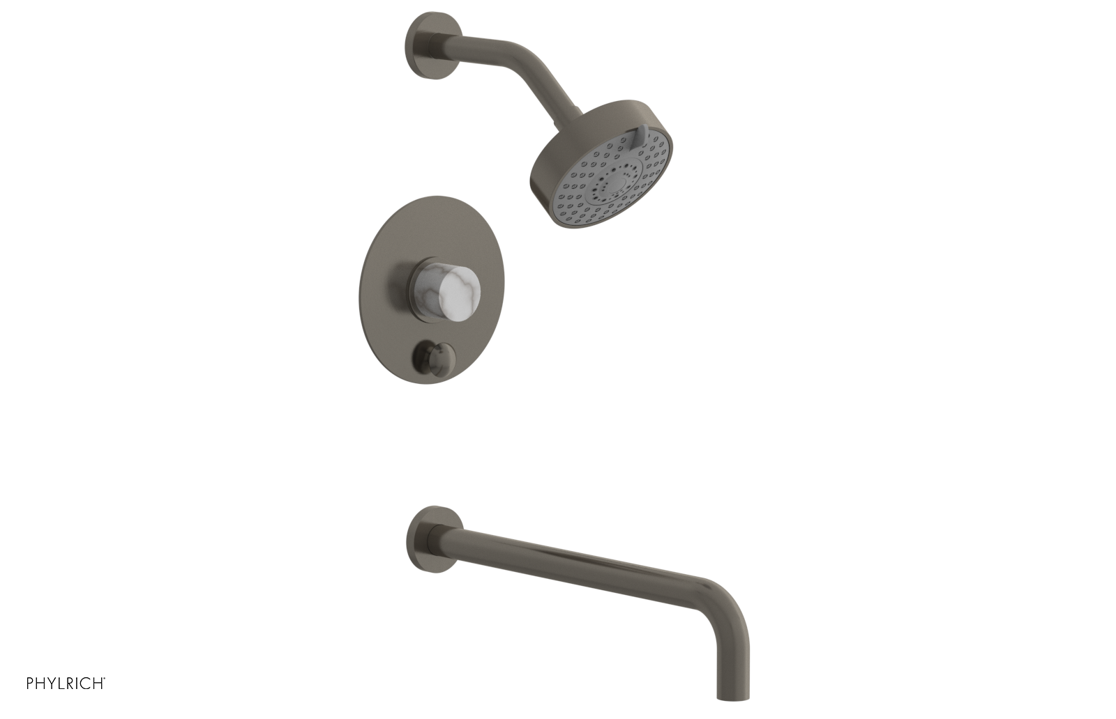 BASIC II 14 Pressure Balance Tub and Shower Faucet Set - White Marble Finish for Bathroom & Shower Installation (Model 230 28 14) | Perfect for Modern Home Renovation & Spa-Like Experience