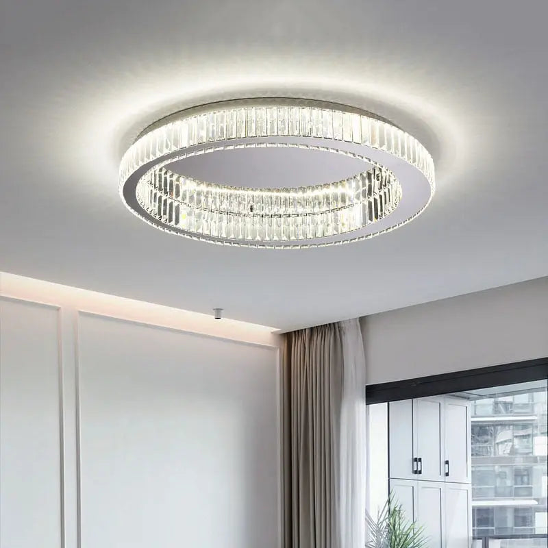 Elizza Flush Mount Crystal Chandelier - Modern Ceiling Light Fixture for Dining Room, Bedroom & Living Room | Elegant Lighting Decor for Home & Wedding Venues