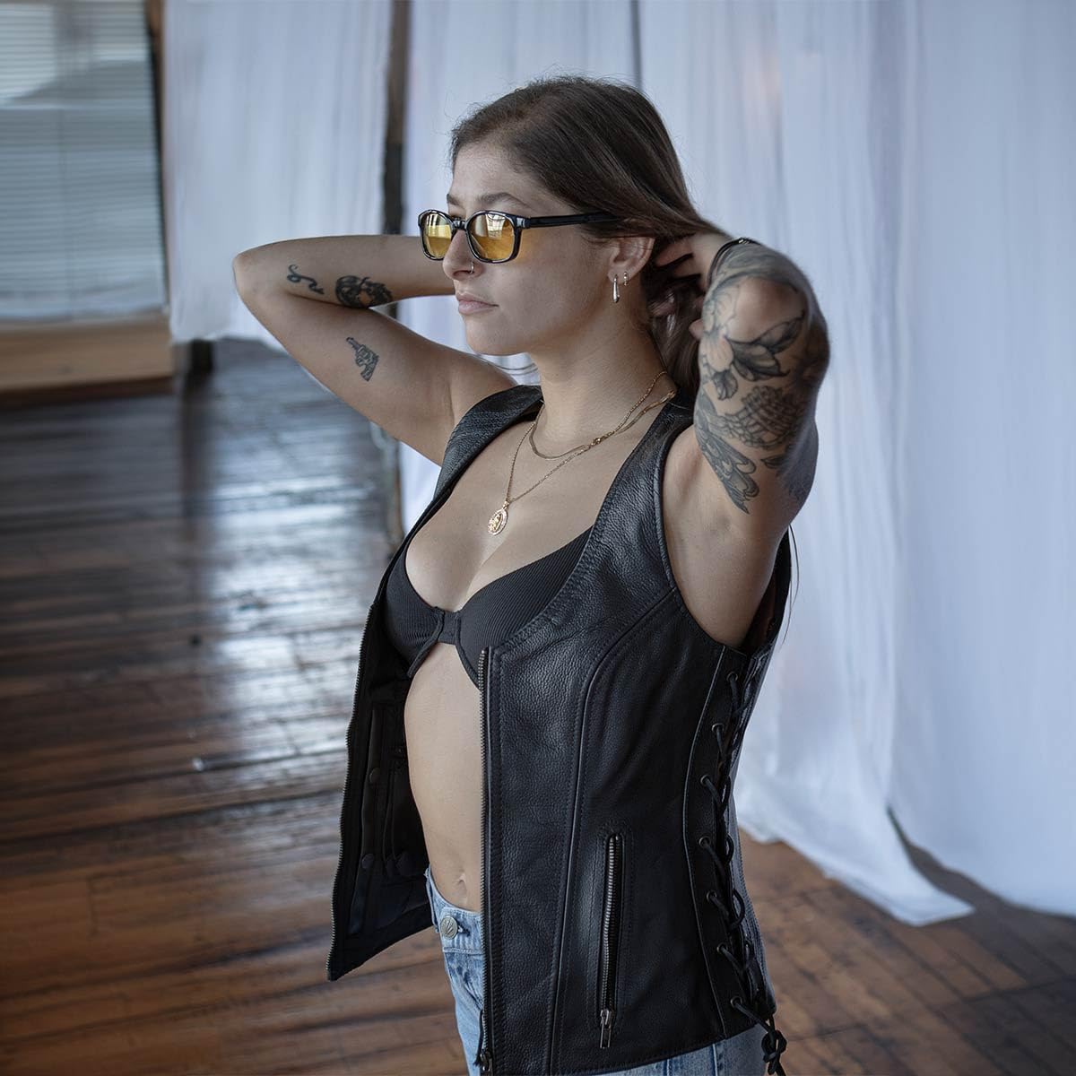 Milwaukee Women's Side Lace Vest with Stitch Detailing - Stylish Casual Wear for Everyday Outfits & Layering