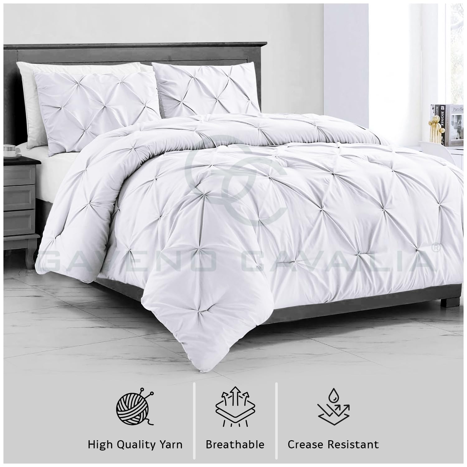 Luxury Diamond Pintuck King Bedding Set - Super Soft for Comfort