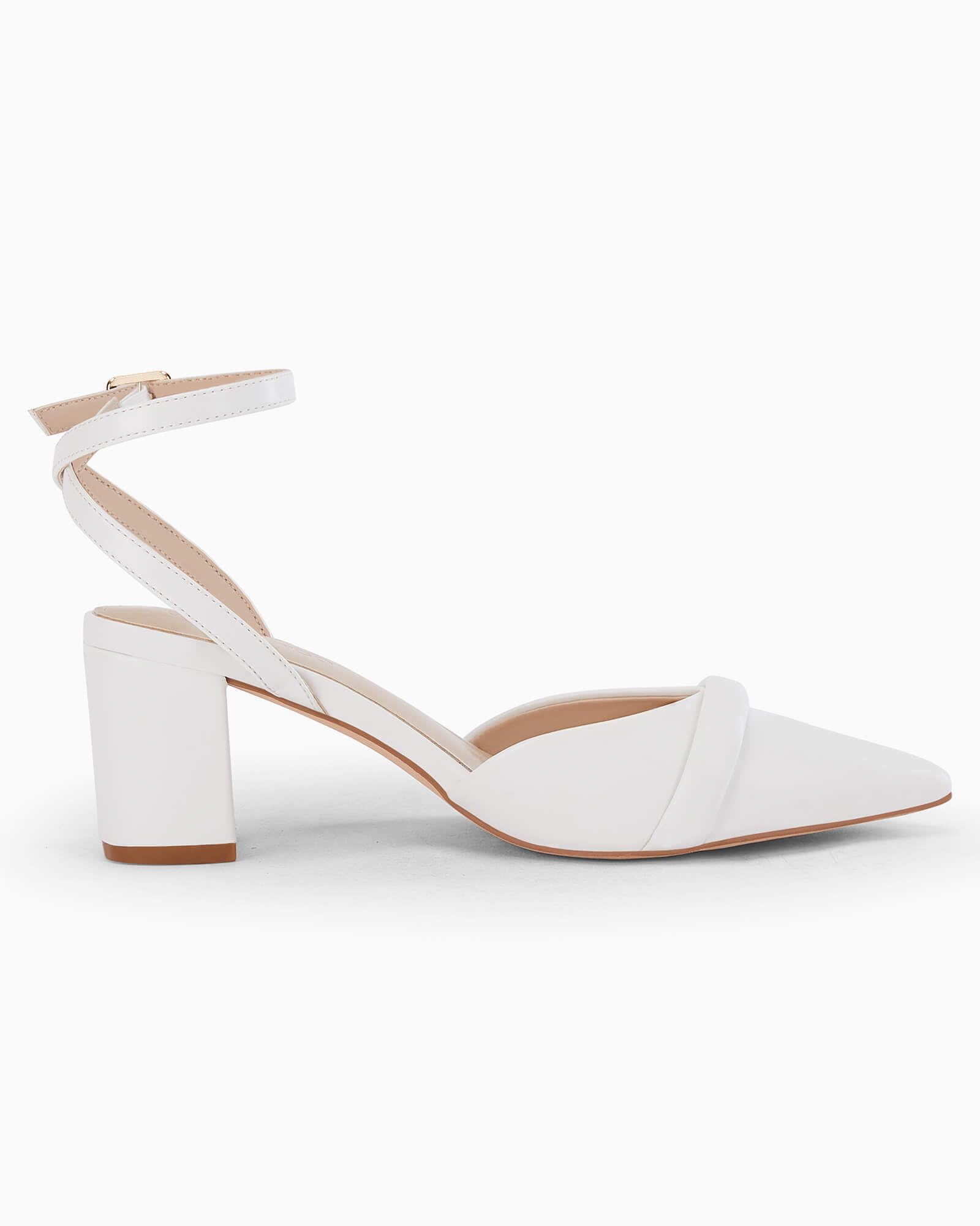 Chunky Low Heel Pointed Toe Pumps for Women - Ankle Strap Dress Shoes for Wedding, Party & Office Wear - Comfortable Closed-Toe Heeled Sandals