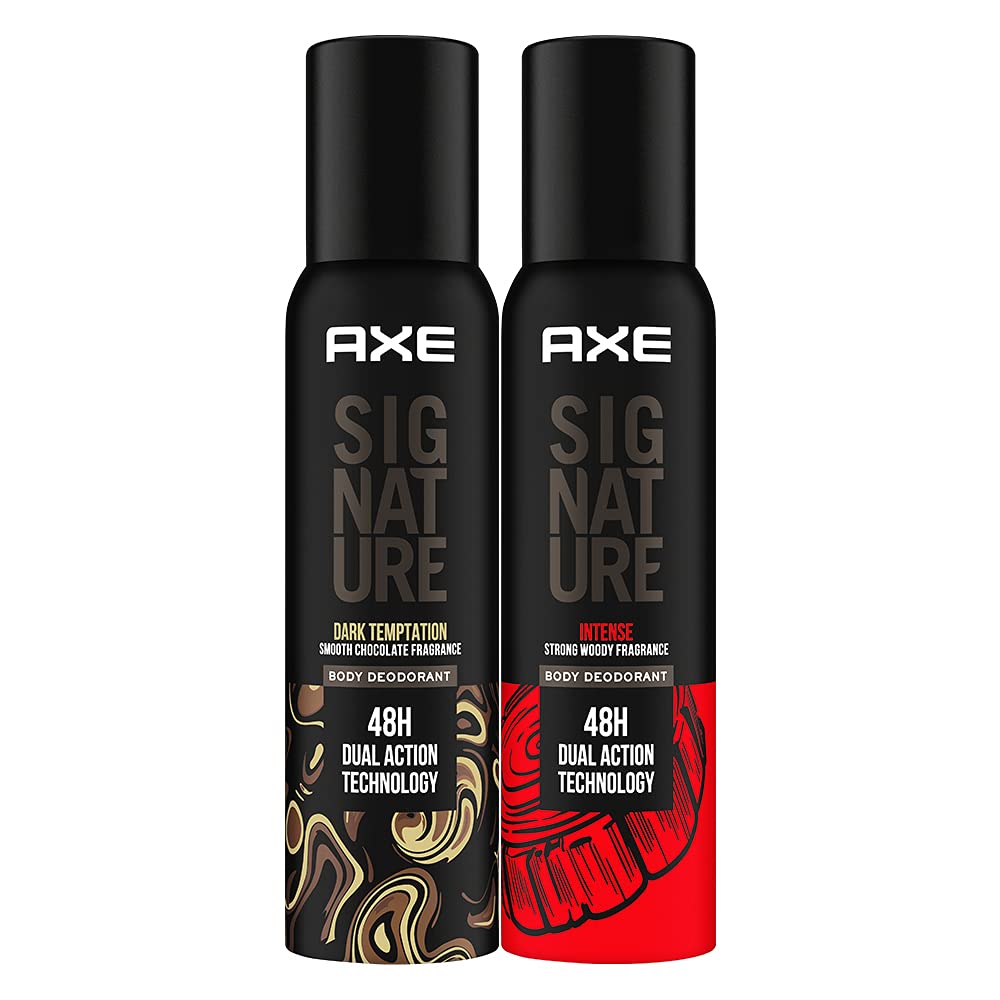 AXE Signature Intense & Dark Temptation Men's Body Spray Cologne - 5.2 Oz (Pack of 2) - Long Lasting Fragrance for Men - Perfect for Gym, Work & Night Out