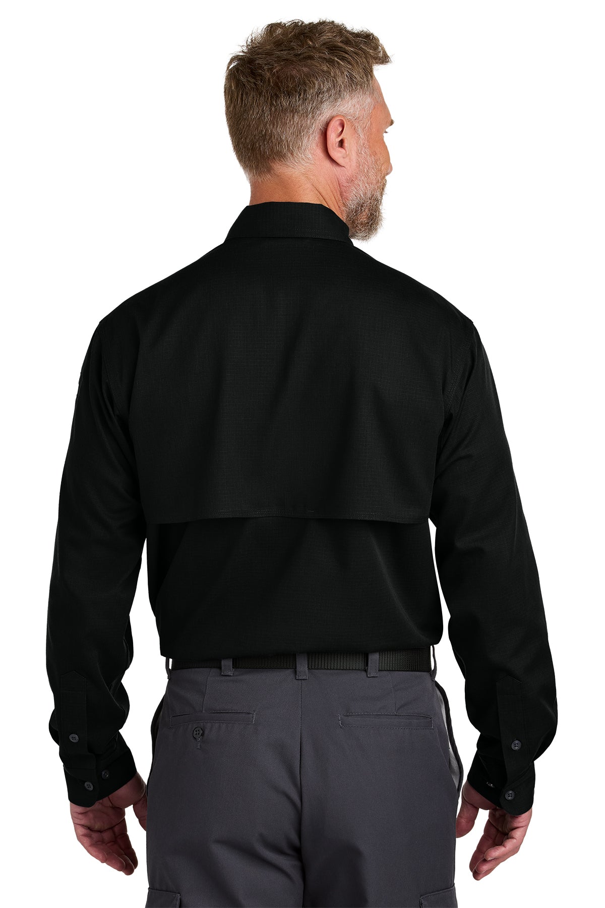 CornerStone Men's Tactical Long Sleeve Performance Shirt - Custom Fit, Moisture Wicking, Durable Black Work Shirt for Outdoor, Hunting & Tactical Operations