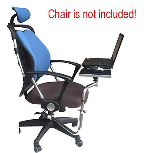 OK030 Full Motion Chair Mount Keyboard Tray with Mouse Pad - Adjustable Laptop Desk Holder for Ergonomic Office & Gaming Setup (Silver) - Perfect for Home Office, PC Gaming, and Workspace Comfort