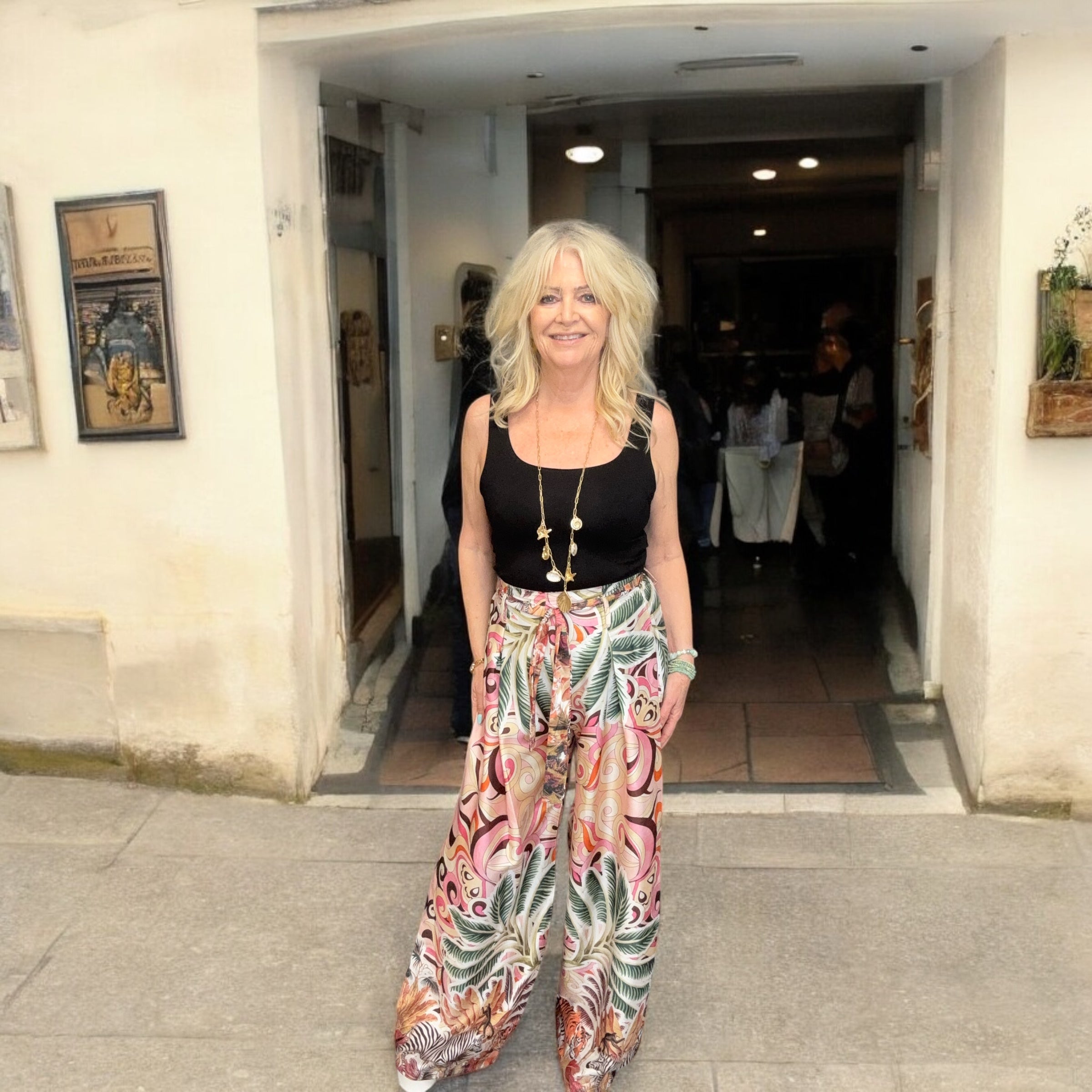 Stylish Pink Tropical Tie Trousers for Women - Perfect for Summer Vacations & Beach Parties