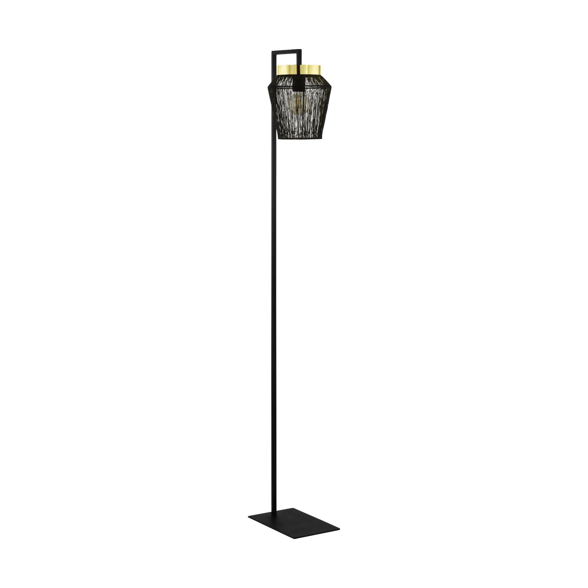 Eglo Escandidos Modern Black & Gold Floor Lamp with Fine Wire Shade - Elegant Living Room Lighting for Home Decor & Reading Nook