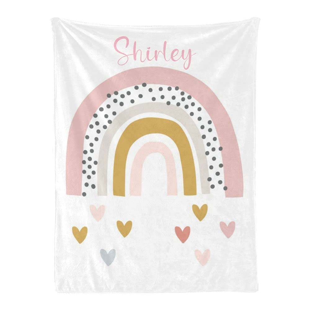 Custom Personalized Rainbow Baby Blanket with Name - Soft Fleece Swaddling Blanket 30