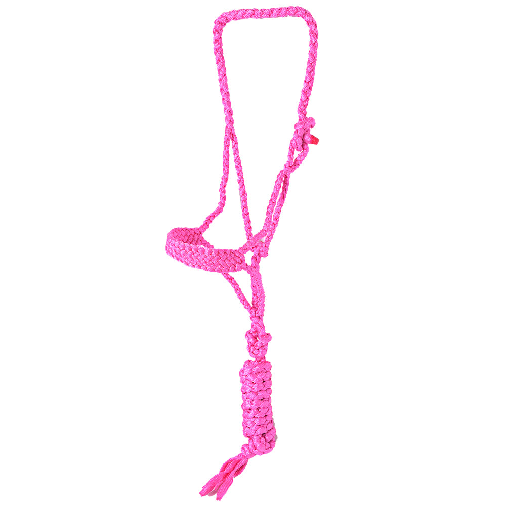 8 Ft Hilason Western Nylon Poly Flat Braided Mule Tape Halter and Lead Rope - Durable Horse Training Equipment for Trail Riding, Ranch Work, and Show Events