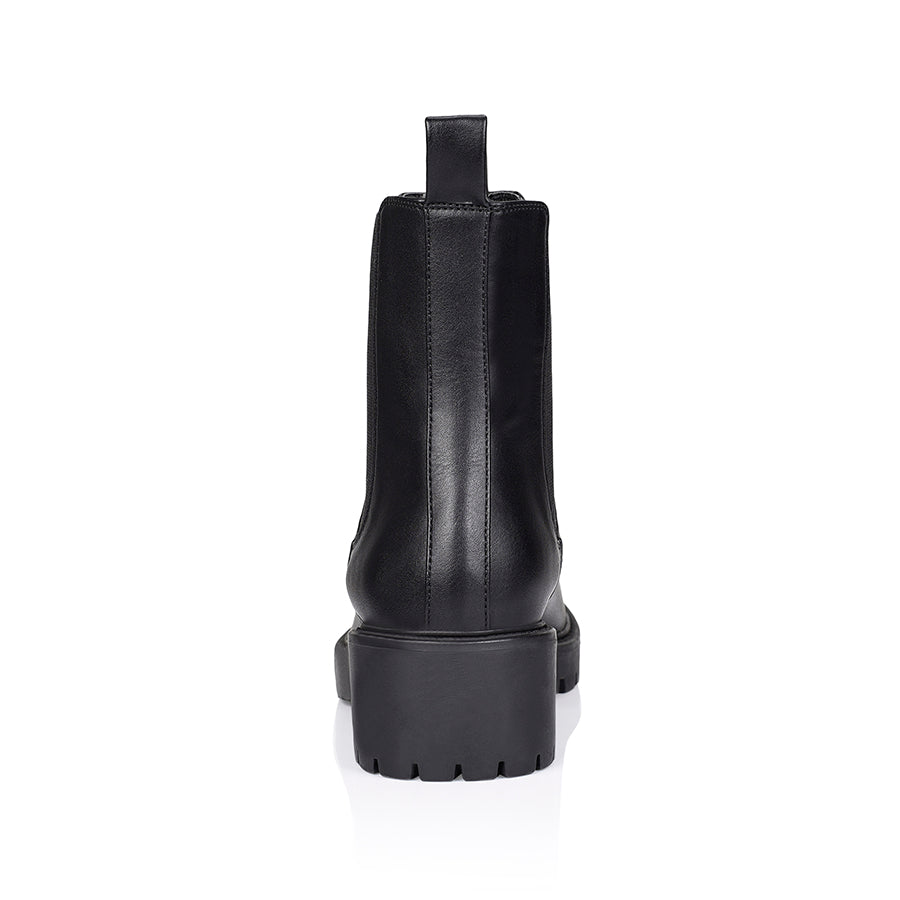 **Black Smooth Leather Chelsea Combat Boots with Jalapeno Design - Stylish & Durable for Outdoor, Work & Casual Wear**