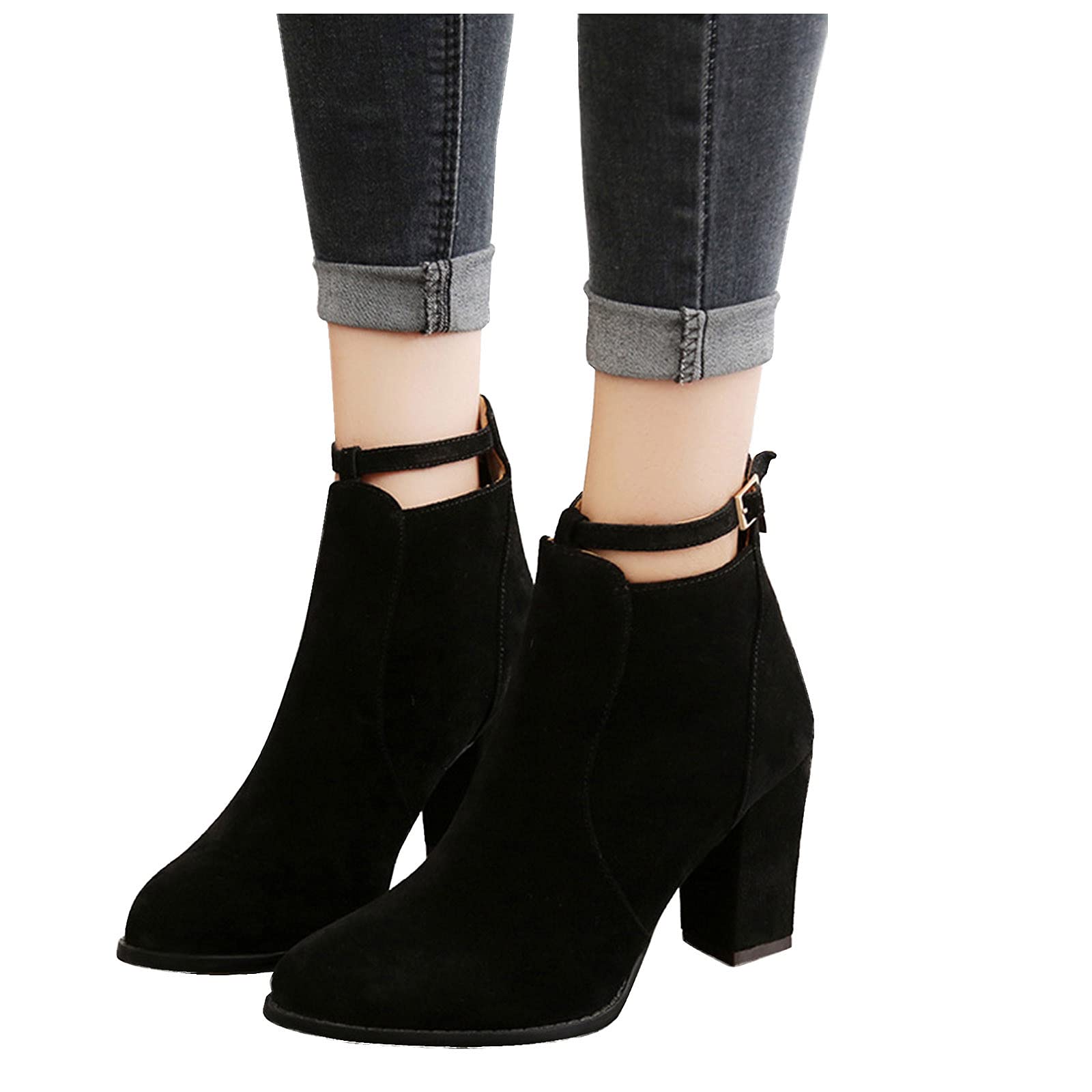 Gibobby Women's Casual Summer Closed Toe Wedge Sandals with Buckle Strap & Platform - Strappy Comfortable Black Sandals for Beach, Walking, and Outdoor Activities