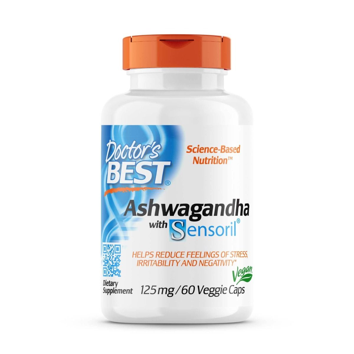 Doctor's Best Ashwagandha with Sensoril 125mg - 60 Vegetarian Capsules for Stress Relief & Immune Support - Perfect for Daily Wellness & Anxiety Management