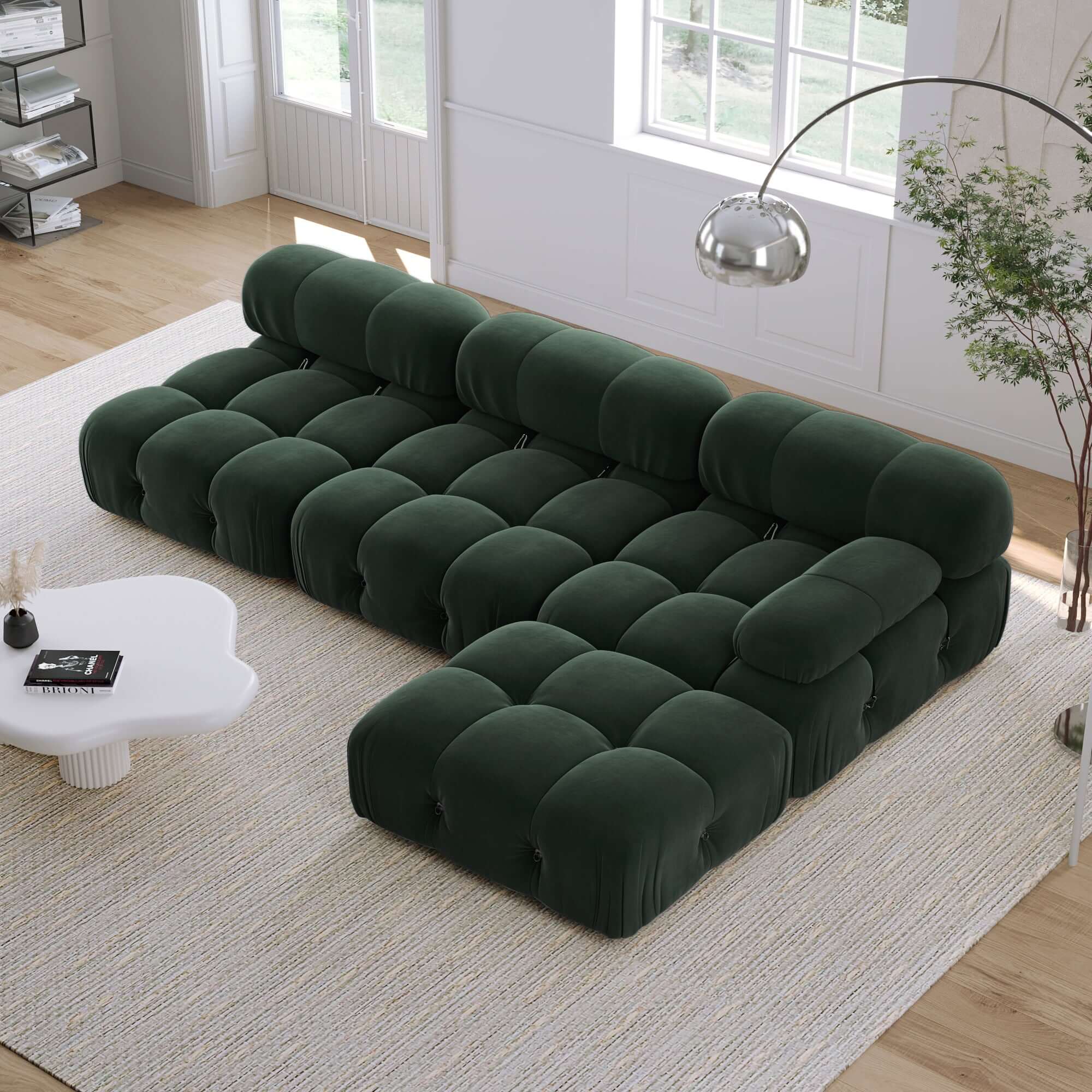 Luxury Velvet 3-Seater Sofa with Chaise - Left or Right Hand Facing | Modern Living Room Furniture for Small Spaces & Apartments | Perfect for Home Theater, Lounge & Family Gatherings