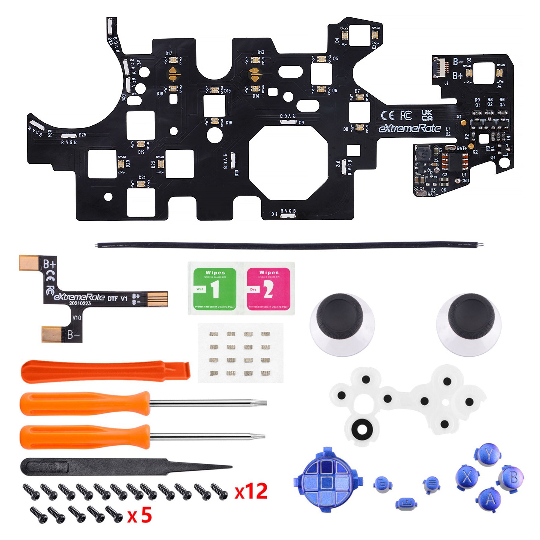 eXtremeRate Multi-Color LED Illuminated Buttons DTF V2 Kit for Xbox Series X/S Controller - Chameleon Purple Blue | Custom Gaming Mod for Enhanced Night Play & Competitive Edge
