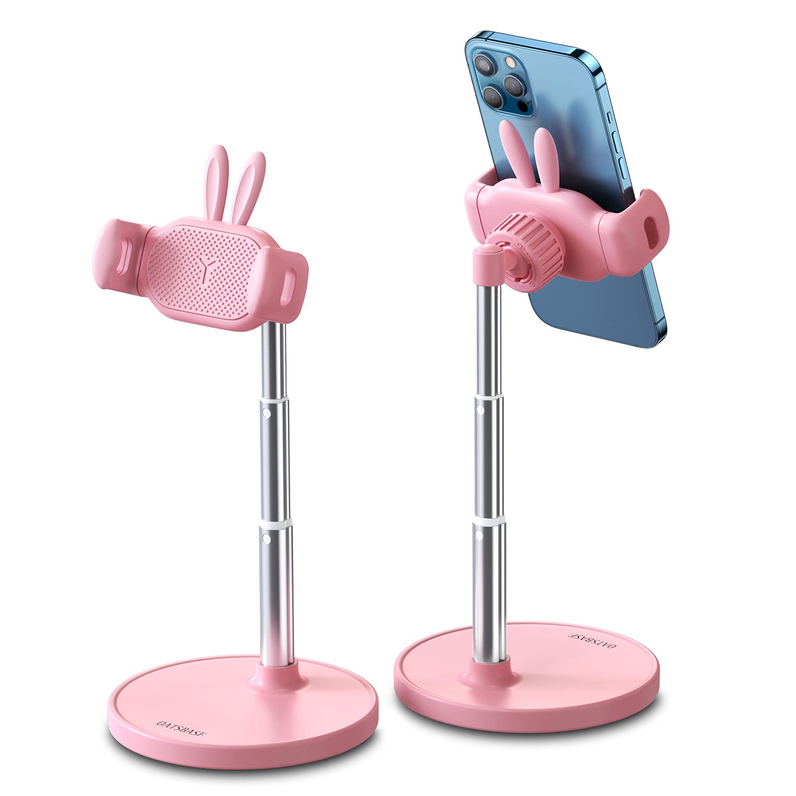 OATSBASF Adjustable Cute Chat Stand - Kawaii Phone Holder for Desk, Recording & Video Calls - Compatible with iPhone & All Smartphones (Pink) | Perfect for Home Office, TikTok Videos & Online Meetings