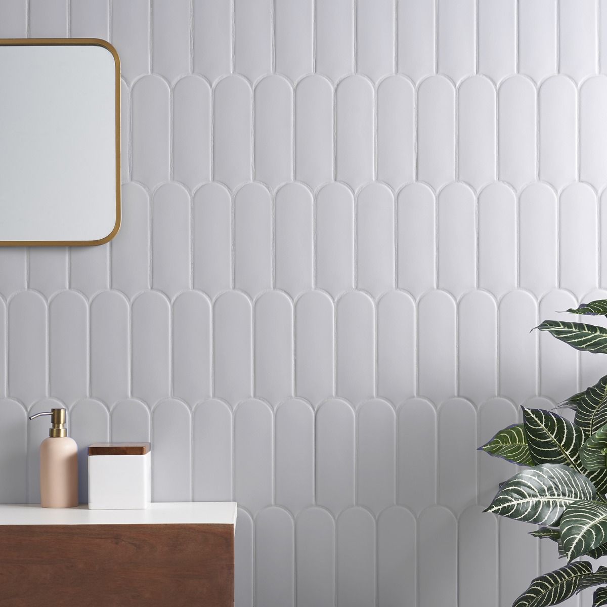 Fish Scale Pattern Parry Airy Sarina Wall Tile - Natural & Elegant Ceramic Tiles for Bathroom, Kitchen Backsplash, and Living Room Accent Wall