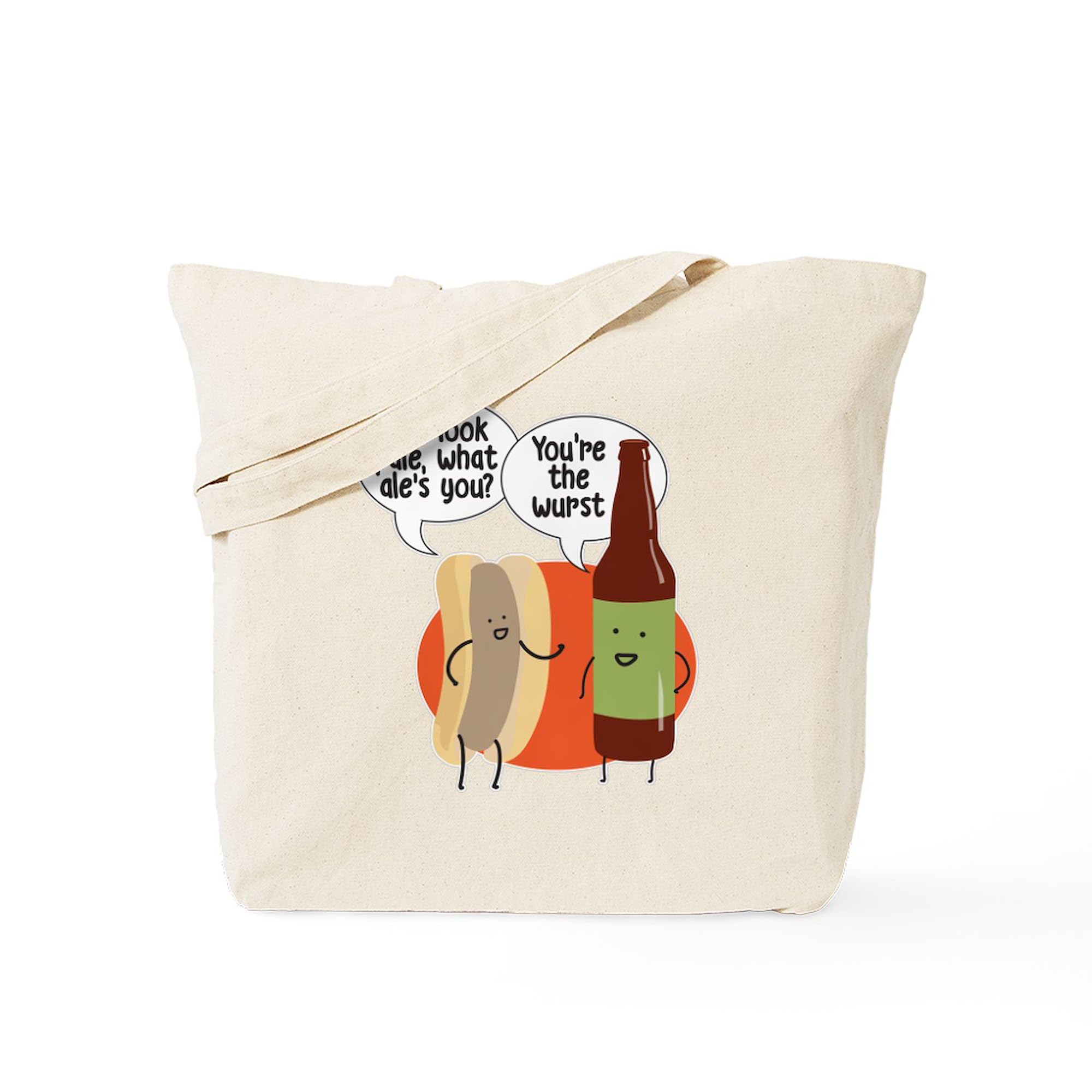 **Ale Bratwurst Tote Bag - Natural Canvas Reusable Shopping Bag for Groceries, Beach, Picnics & Errands**