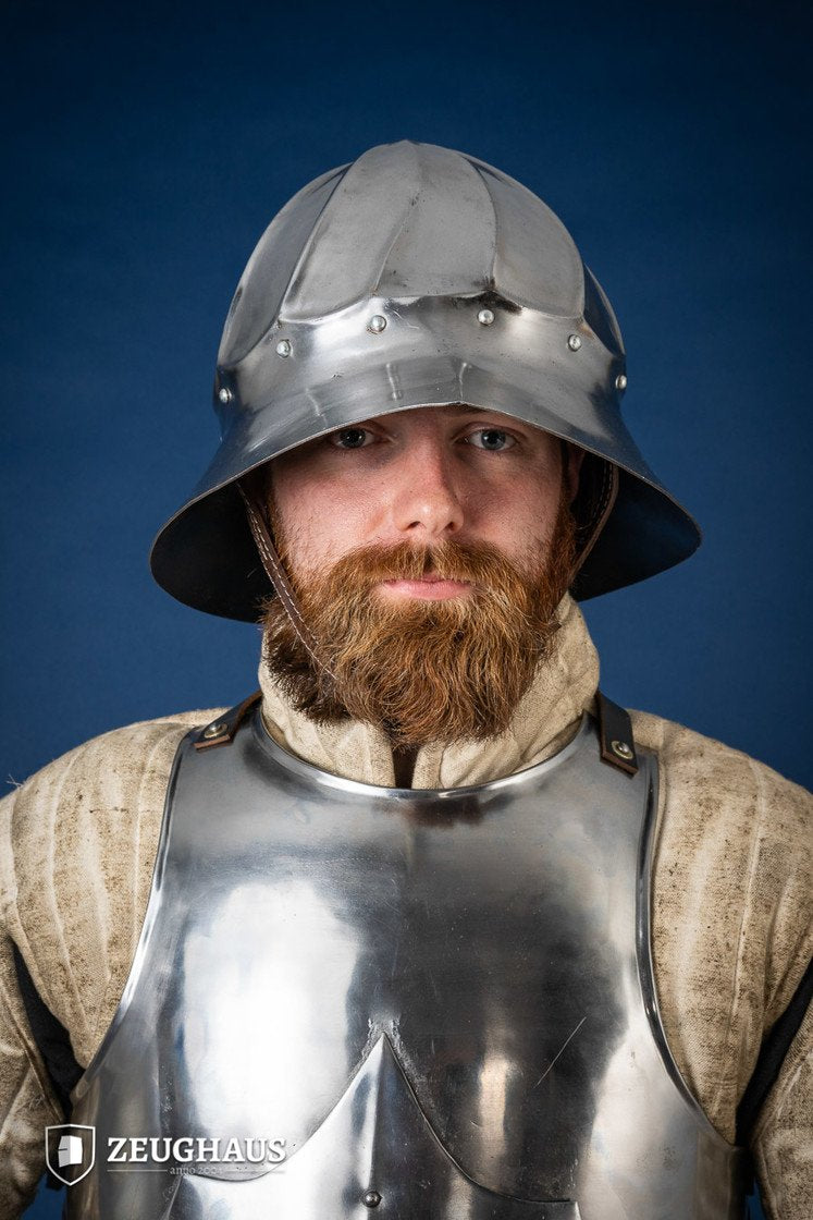 Medieval Burgundian Kettle Helmet 1.6mm Polished Steel - Perfect for LARP, Renaissance Fairs & Historical Reenactments