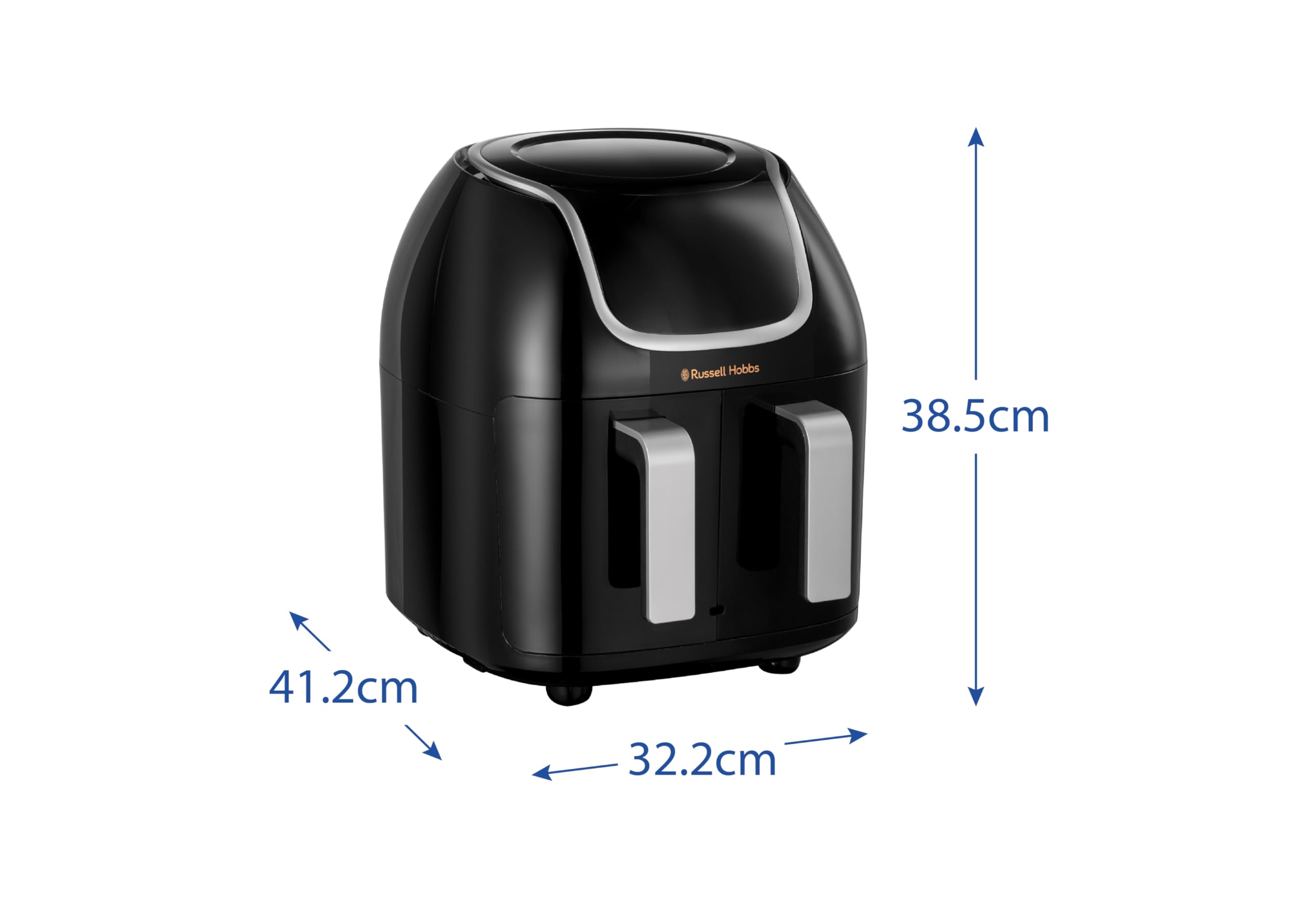 Russell Hobbs Dual Basket Air Fryer 8.5L (2 x 4.25L Baskets) - Oil Free Fryer with 8-in-1 Functions, Touch Screen, Sync Cooking & Add Food Feature, 200°C - Perfect for Family Meals, Healthy Snacks & Quick Dinner Prep - Model N27290-56S