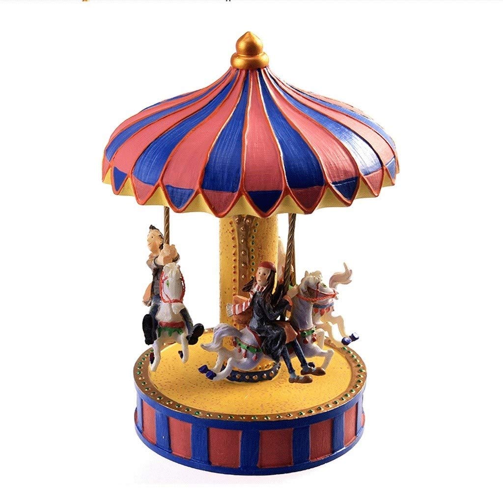 Handcrafted Wooden Carousel Music Box with Figurines - Best Birthday Gift for Boys & Girls - Perfect for Kids' Rooms, Nursery Decor & Special Occasions