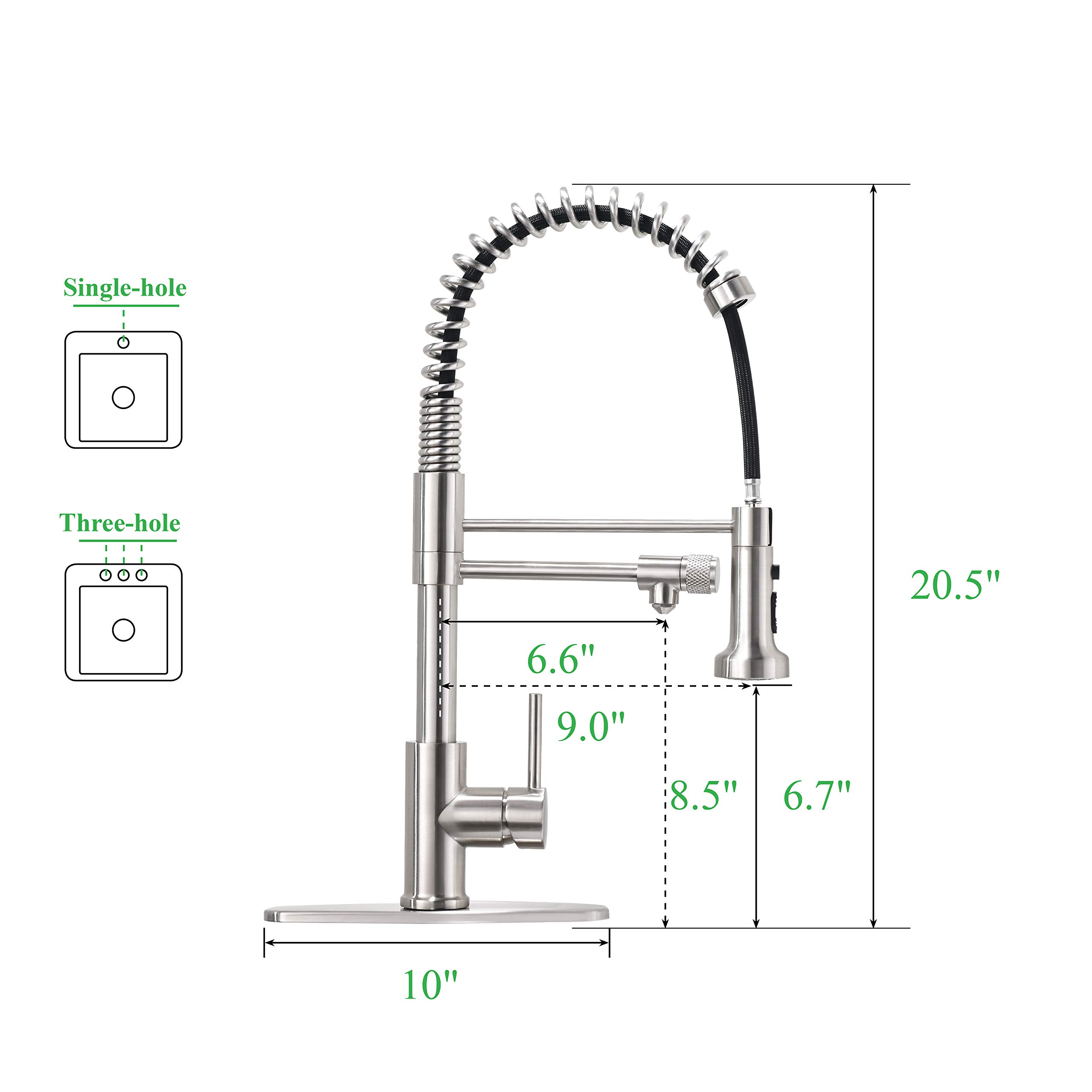Premium Pull-Down Kitchen Faucet with Water Filtration - Brushed Nickel & Stainless Steel Drinking Water Faucet (Model PB1017) for Modern Homes, Restaurants & Coffee Bars