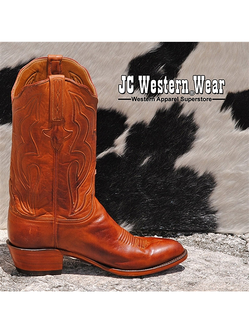 Lucchese GA9303.24 Men's Classic Ranch Hand Leather Boots in Cognac Burnished - Durable Western Boots for Cowboy, Rodeo & Everyday Wear