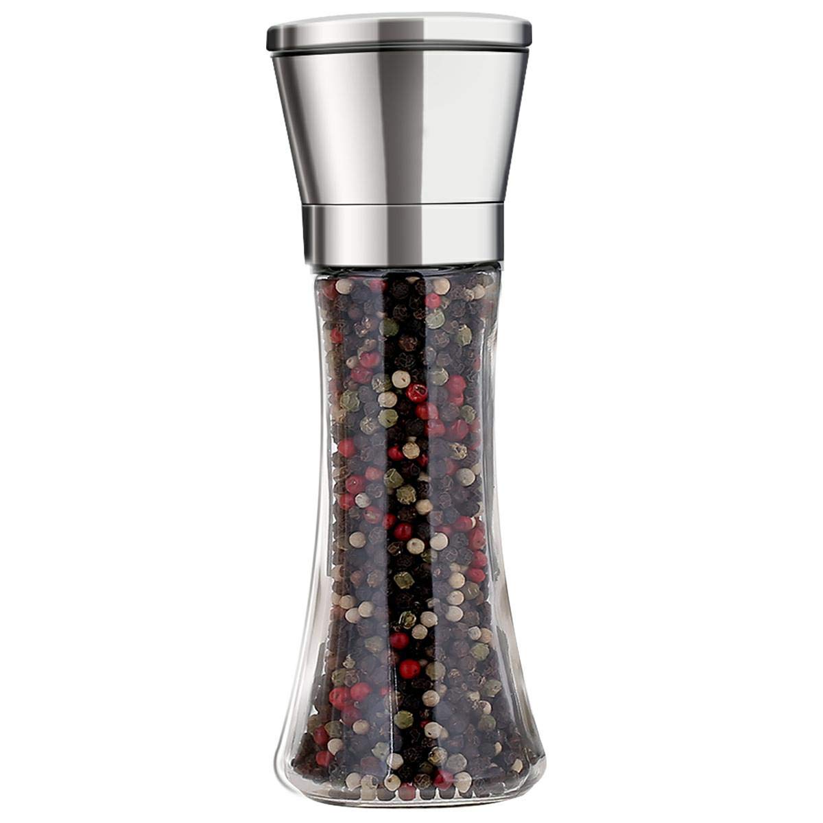Premium Stainless Steel Salt and Pepper Grinder Set - Adjustable Coarseness with 5 Grinding Levels - Kitchen Spice Mill for Freshly Ground Seasoning - Perfect for Cooking, Baking, and Tabletop Use