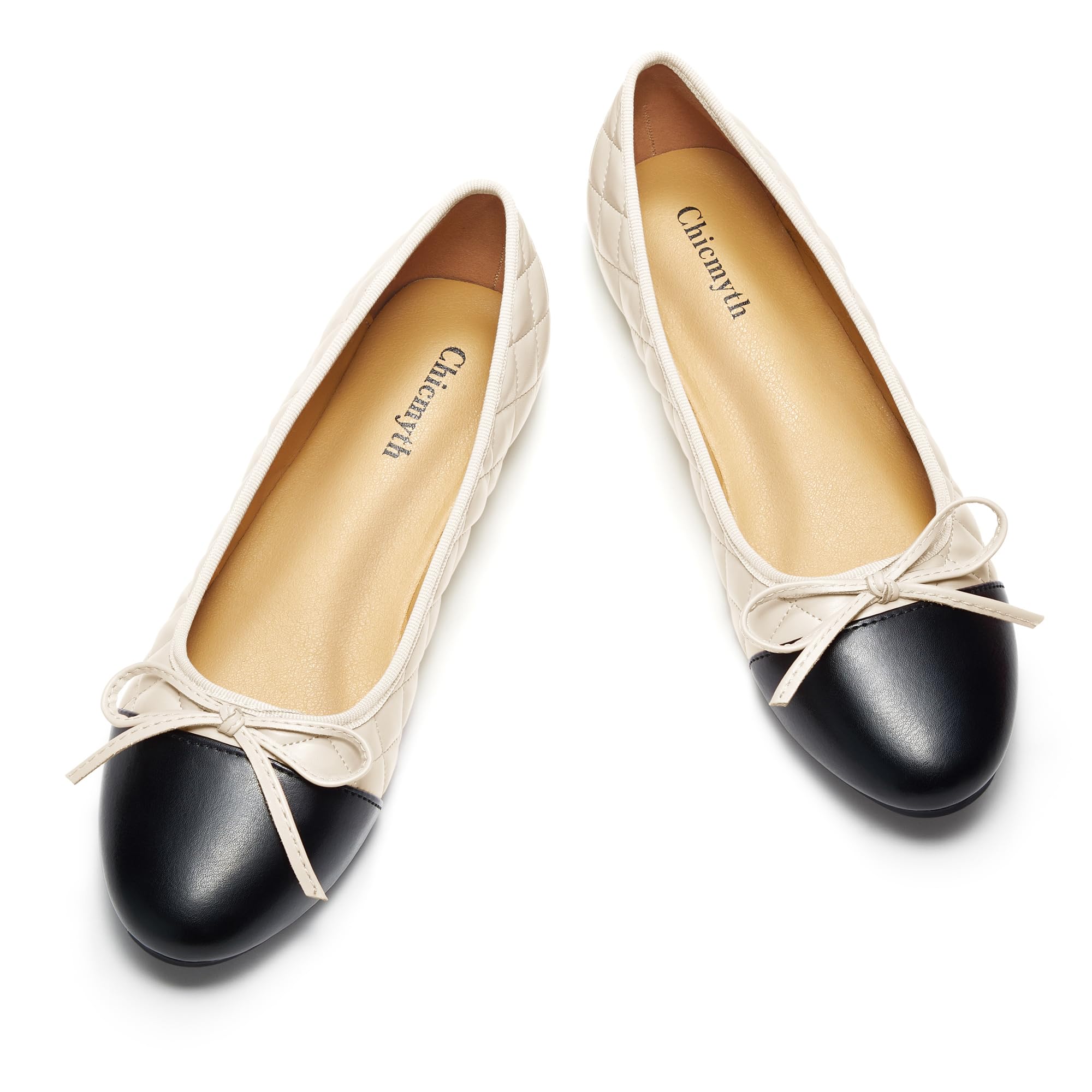 Women's Ballet Flats - Round Toe Mary Jane Shoes with Soft Leather & Geometric Patterns - Elegant Bowknot Slip-On Dress Shoes for Work, Parties & Casual Wear