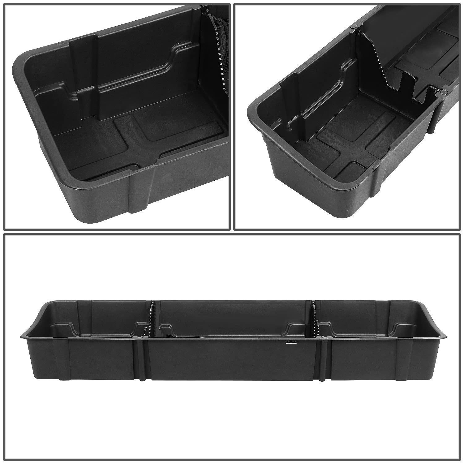 DNA MOTORING Under Seat Storage Box for 2015-2024 Ford F150, 2017-2024 F250 SD & F350 SD Crew Cab Pickup Trucks - Back Seat Organizer (SBOX-003) - Perfect for Road Trips, Camping Gear & Truck Accessories Storage