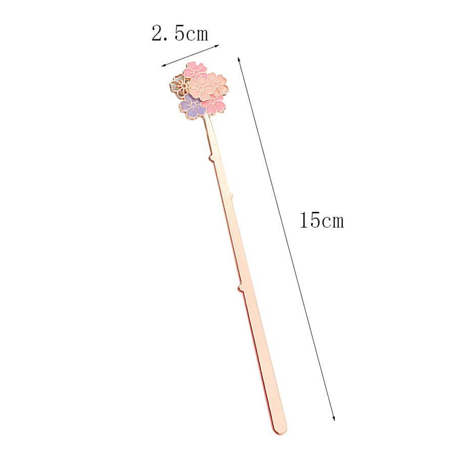 Elegant Sakura Flower Metal Bookmarks Set of 2 - Japanese Cherry Blossom Bookmark for Readers, Gifts & Book Lovers - Perfect for Journals, Novels, Bible & Planner Accessories