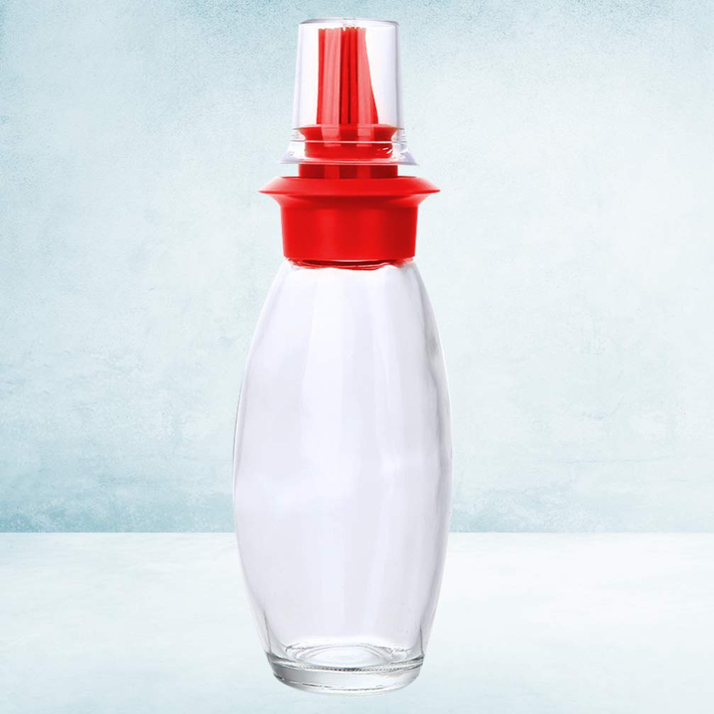 Hemoton Glass Containers - 1pc Glass Terrarium with Silicone Oil Bottle Brush & Pastry Brush for BBQ, Baking and Kitchen Use