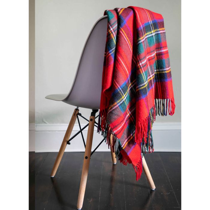 Royal Stewart Tartan Lambswool Blanket - Soft & Warm Scottish Plaid Throw for Cozy Home Decor, Gifts, and Winter Comfort