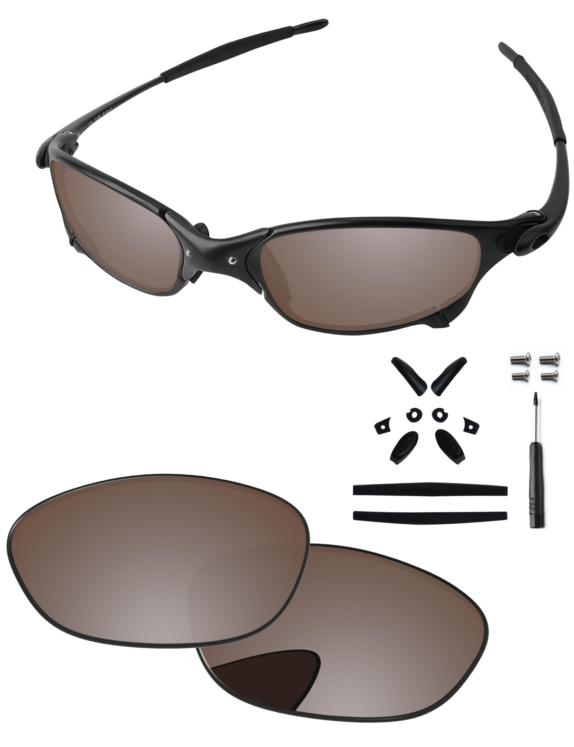 Oakley Juliet 55mm Sunglass Replacement Lenses, Rubber Kits, Screwdriver & Screws - Complete Repair Kit for Sports, Outdoor & Everyday Use