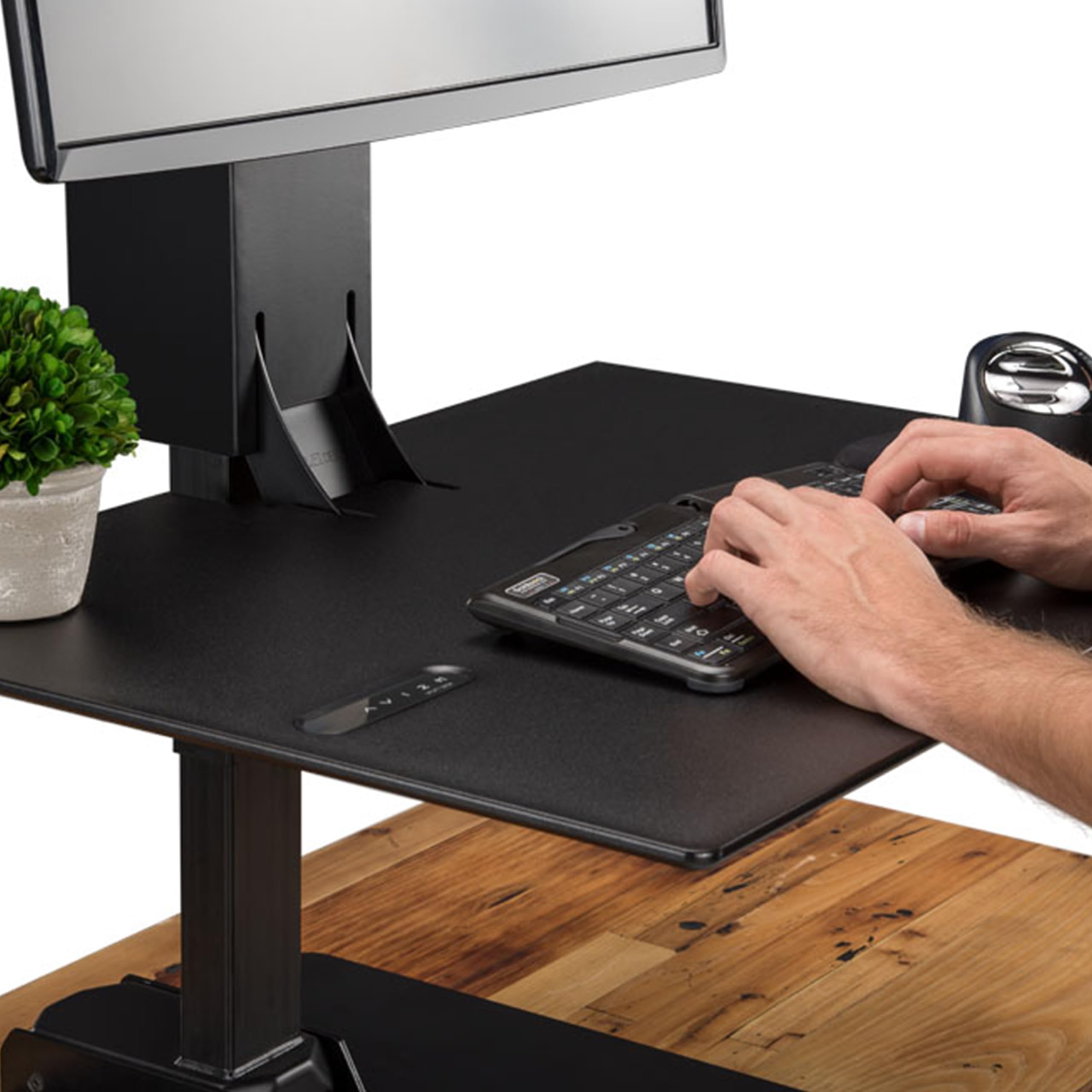 Uplift E7 Electric Standing Desk Converter - White for Dual Monitors | Home & Office Workspace