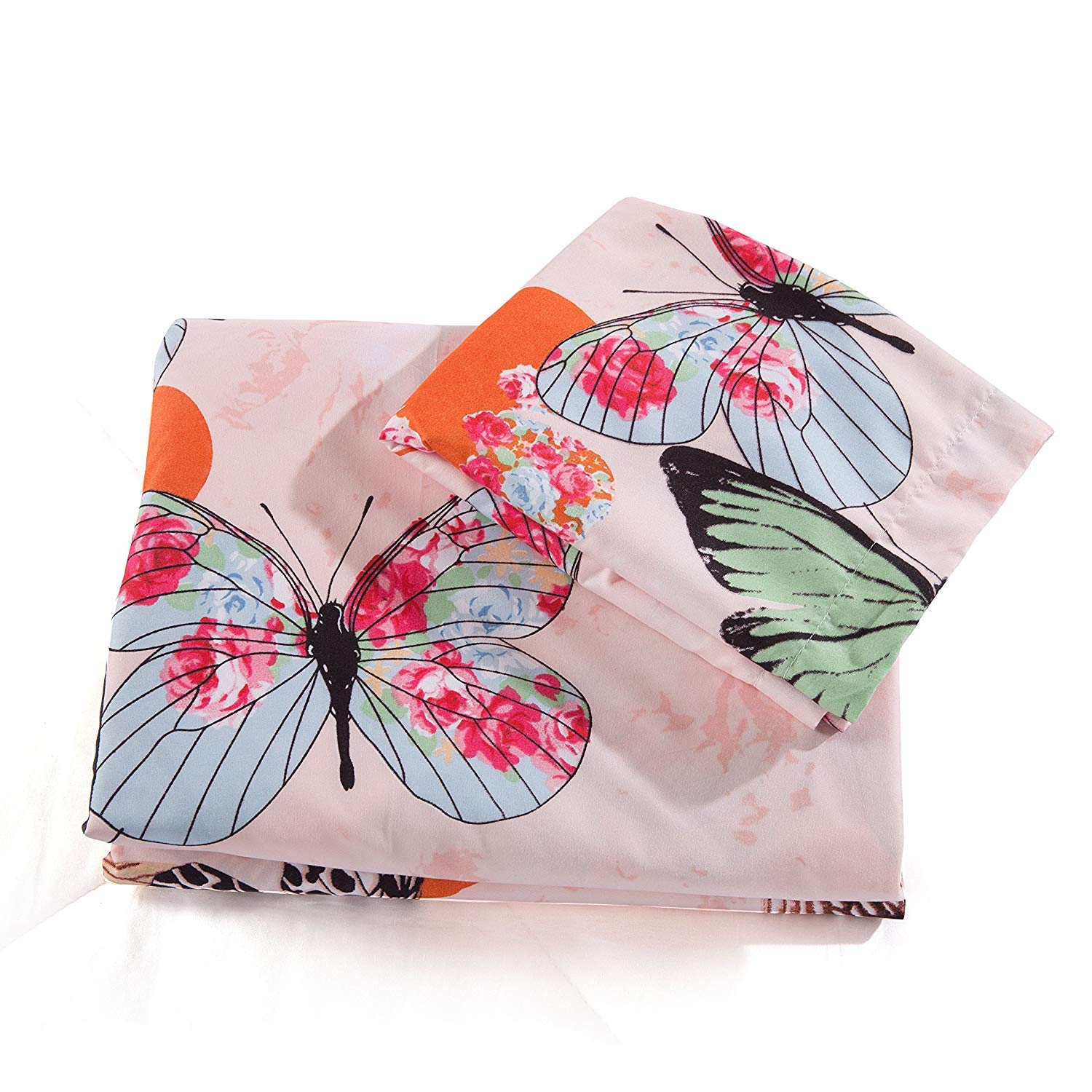 Feelyou Pink Butterfly Print Kids Duvet Cover Set - Twin Size Microfiber Polyester Bedding for Girls & Teens with Pillow Sham - Soft 2-Piece Zipper Closure Comforter Cover - Perfect for Bedroom Decor, Sleepovers & Cozy Nights