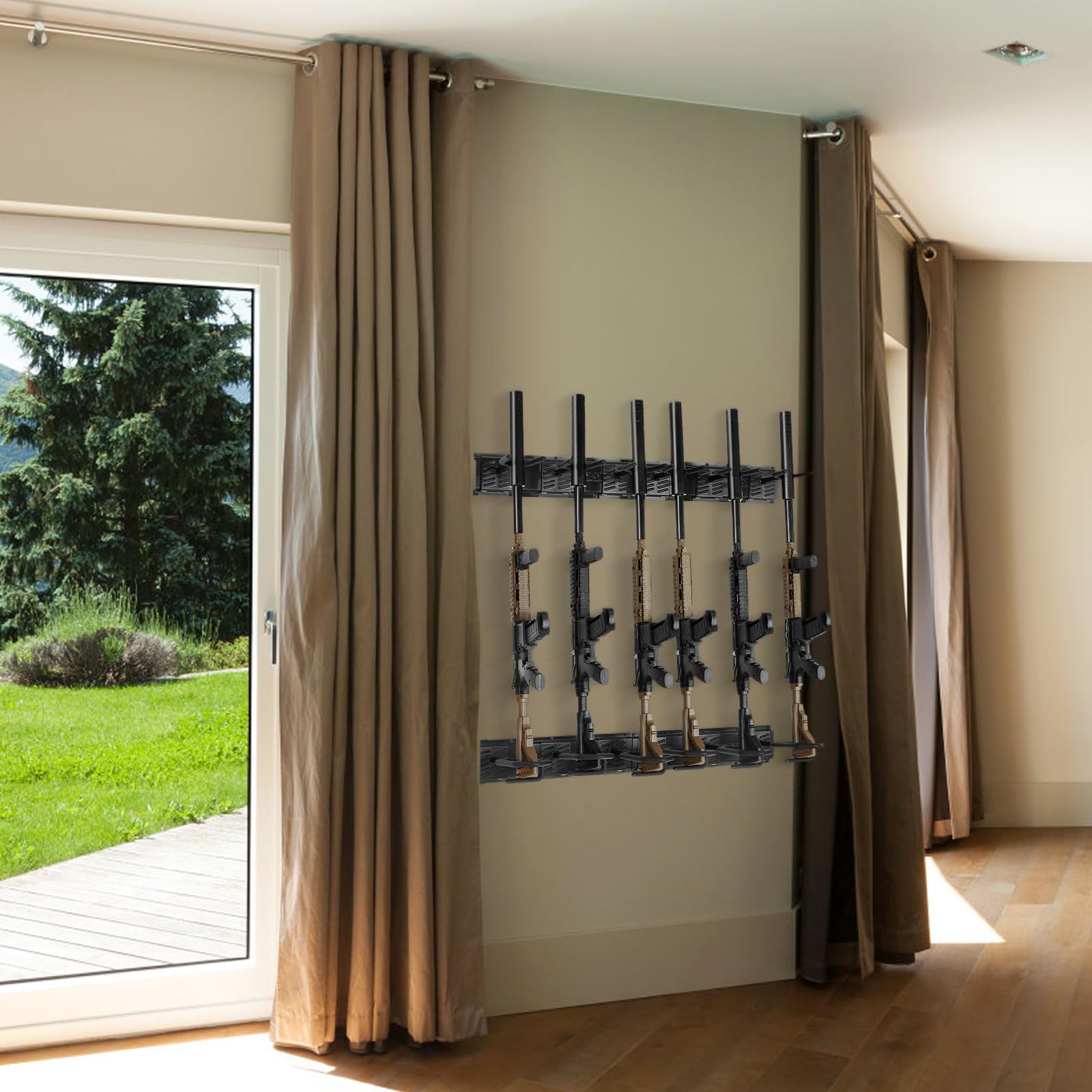 VEVOR 6-Slot Heavy Duty Metal Gun Rack Wall Mount - Vertical Rifle & Shotgun Display Stand with Soft Padding (180 lb Capacity) - Perfect for Home, Office, or Gun Store Storage and Organization