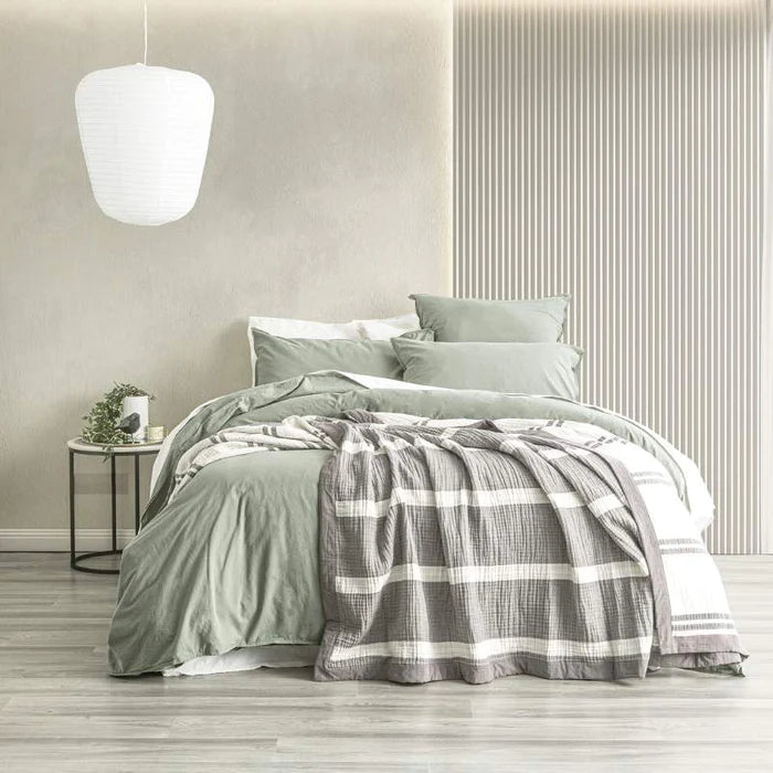 Renee Taylor Brighton Washed Cotton Textured Blanket - Soft & Cozy Nude Throw Blanket for Bed, Sofa & Home Decor
