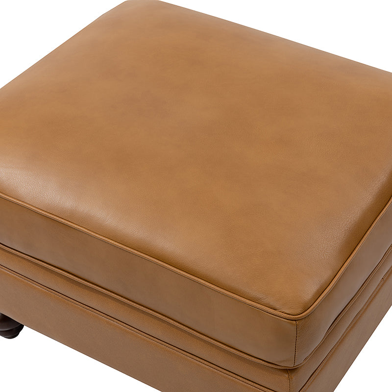 Basilio Modern Genuine Leather Storage Ottoman Bench - Living Room Footrest, Coffee Table & Extra Seating - Perfect for Home, Office & Bedroom